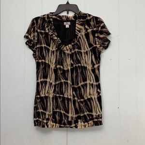 Worthington Fancy Work Party Blouse Sz L Patterned